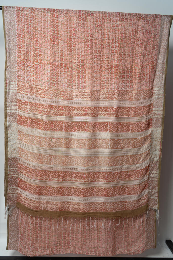 Handwoven Bhagalpur Saree with Subtle Motifs, Natural Dyes, and Elegant Contrasting Detailed Borders