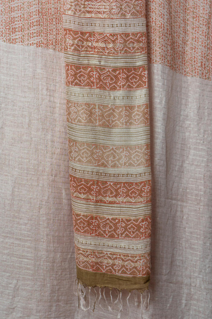 Handwoven Bhagalpur Saree with Subtle Motifs, Natural Dyes, and Elegant Contrasting Detailed Borders