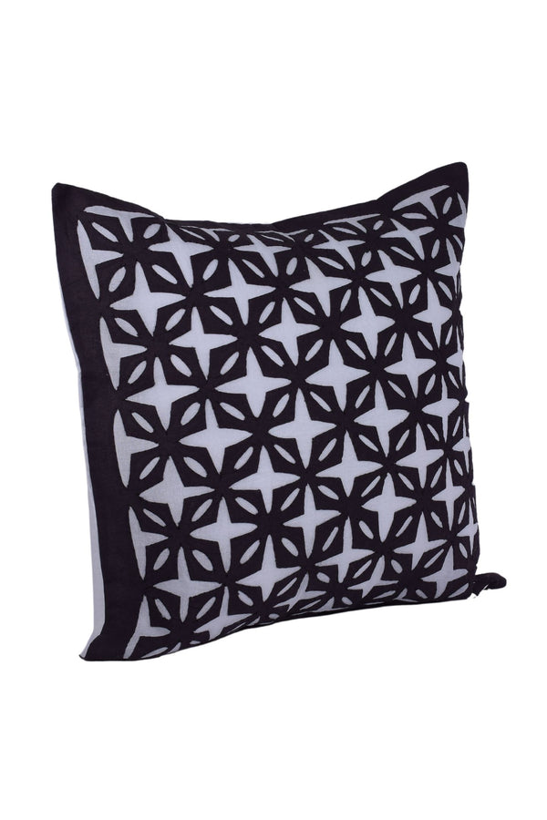 Living Looms White "Glowing Star" with black background cushion cover