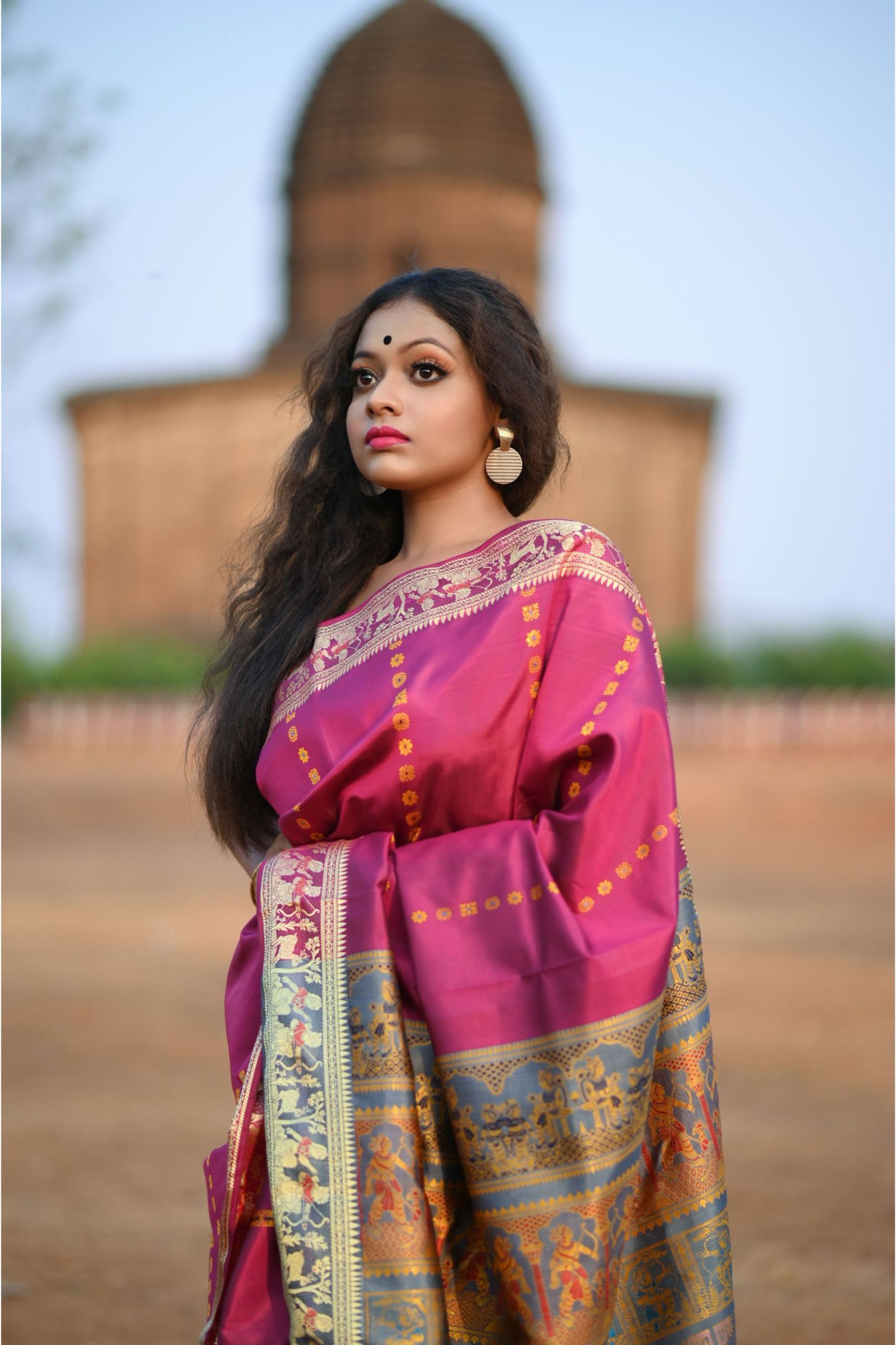 Pink and Grey Baluchari Double Meena 1000 Buti Saree