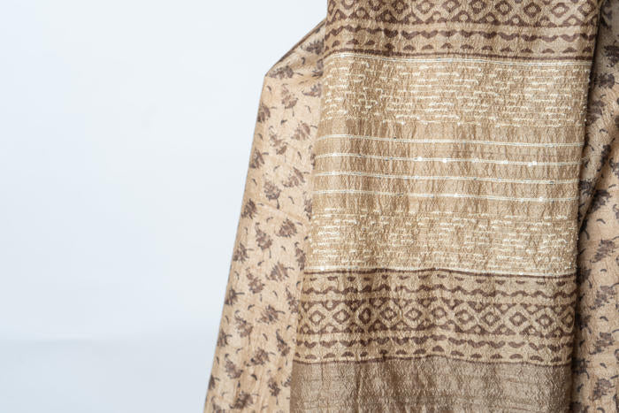 Earthy Botanical Suit with Intricate Motifs and Textured Highlights for Graceful Traditional Attire