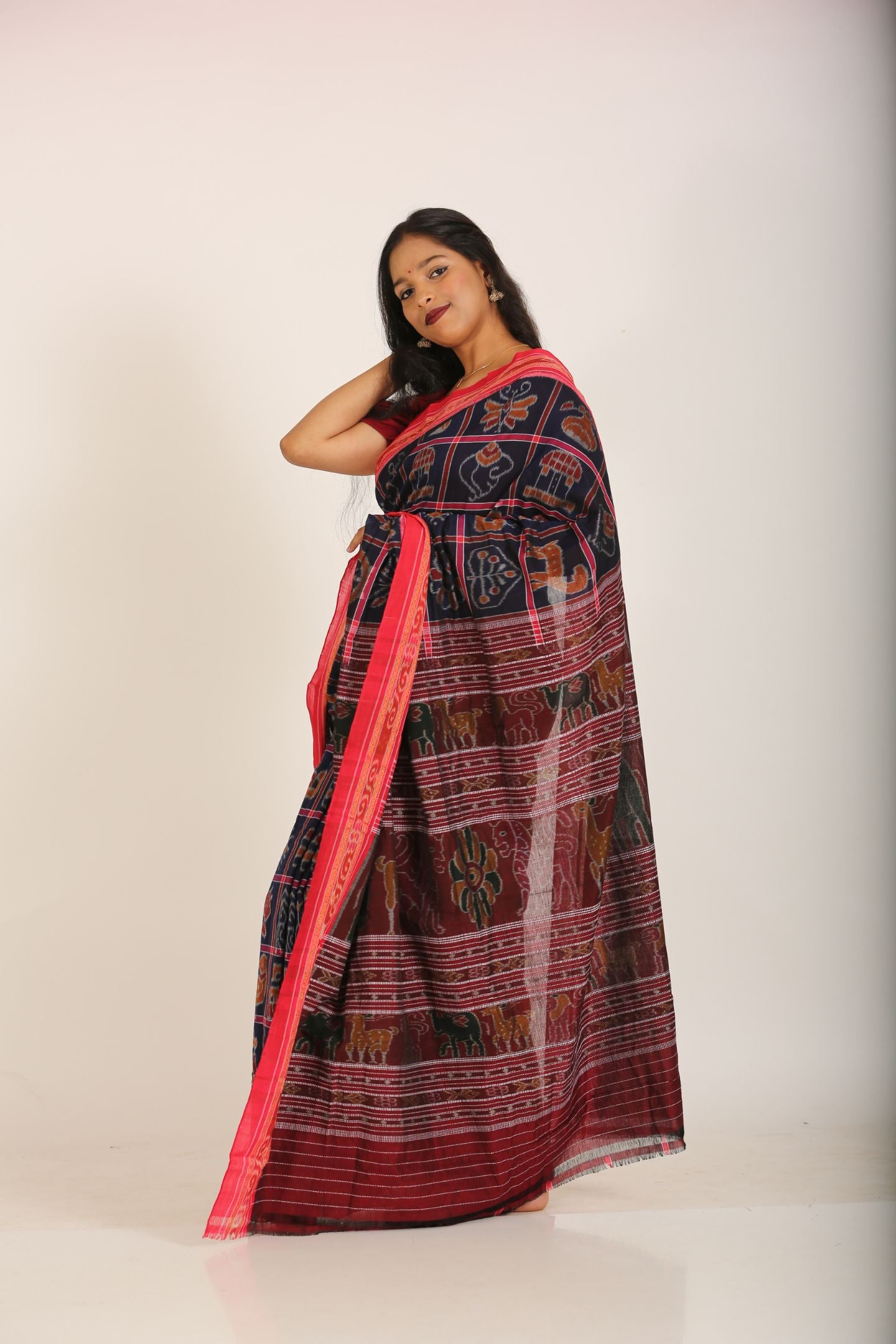 Blue Astakothi Cotton Ikat Saree