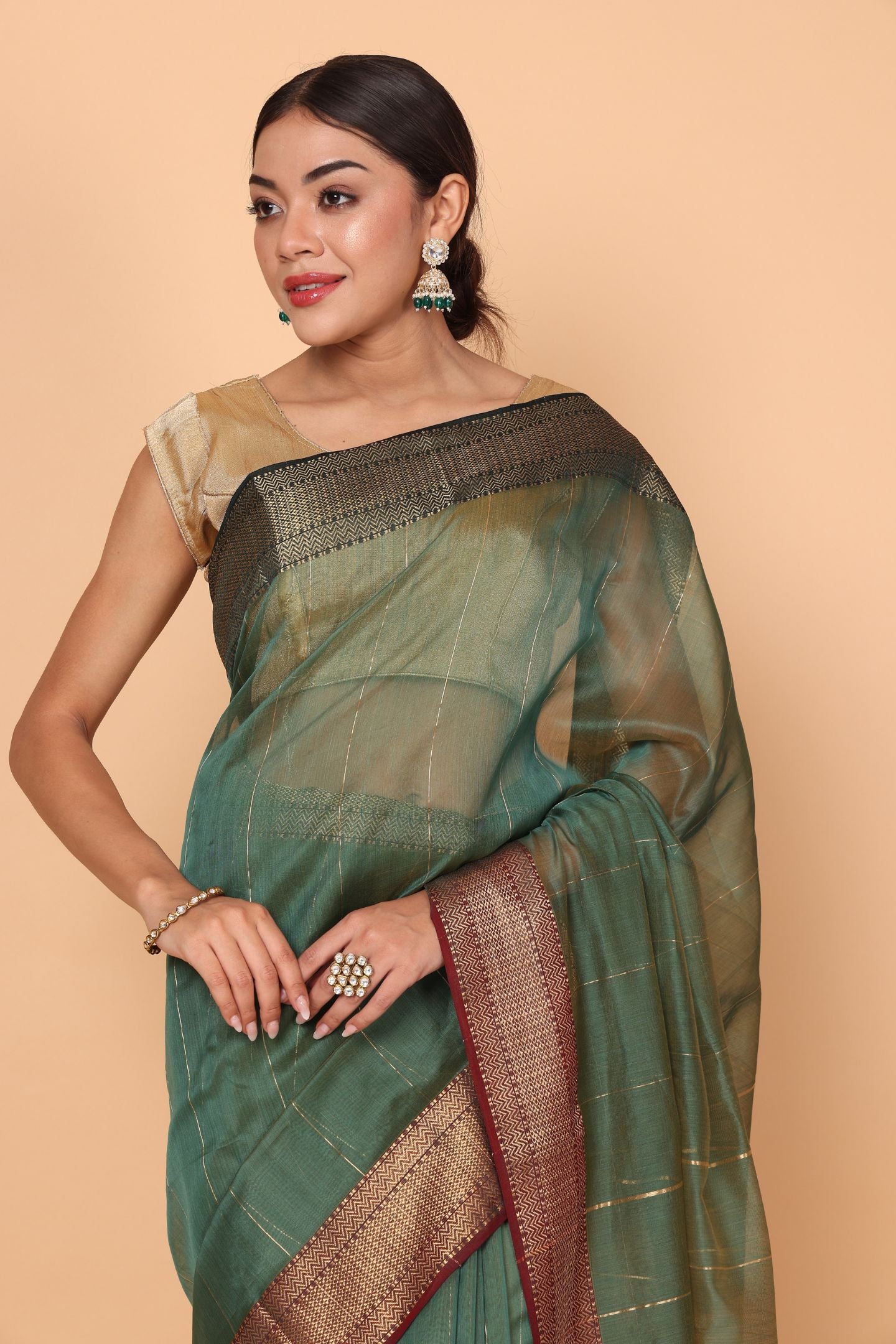 Chameli Phool Cotton and Silk Maheshwari Handloom Saree