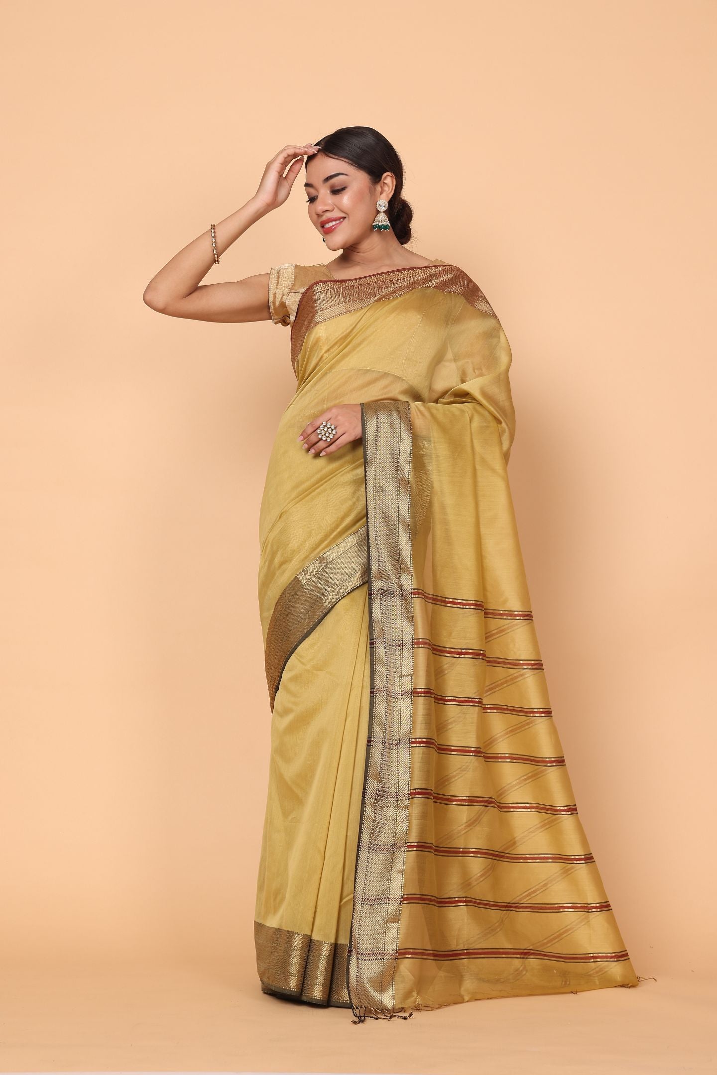 Chameli Phool Cotton and Silk Maheshwari Handloom Saree