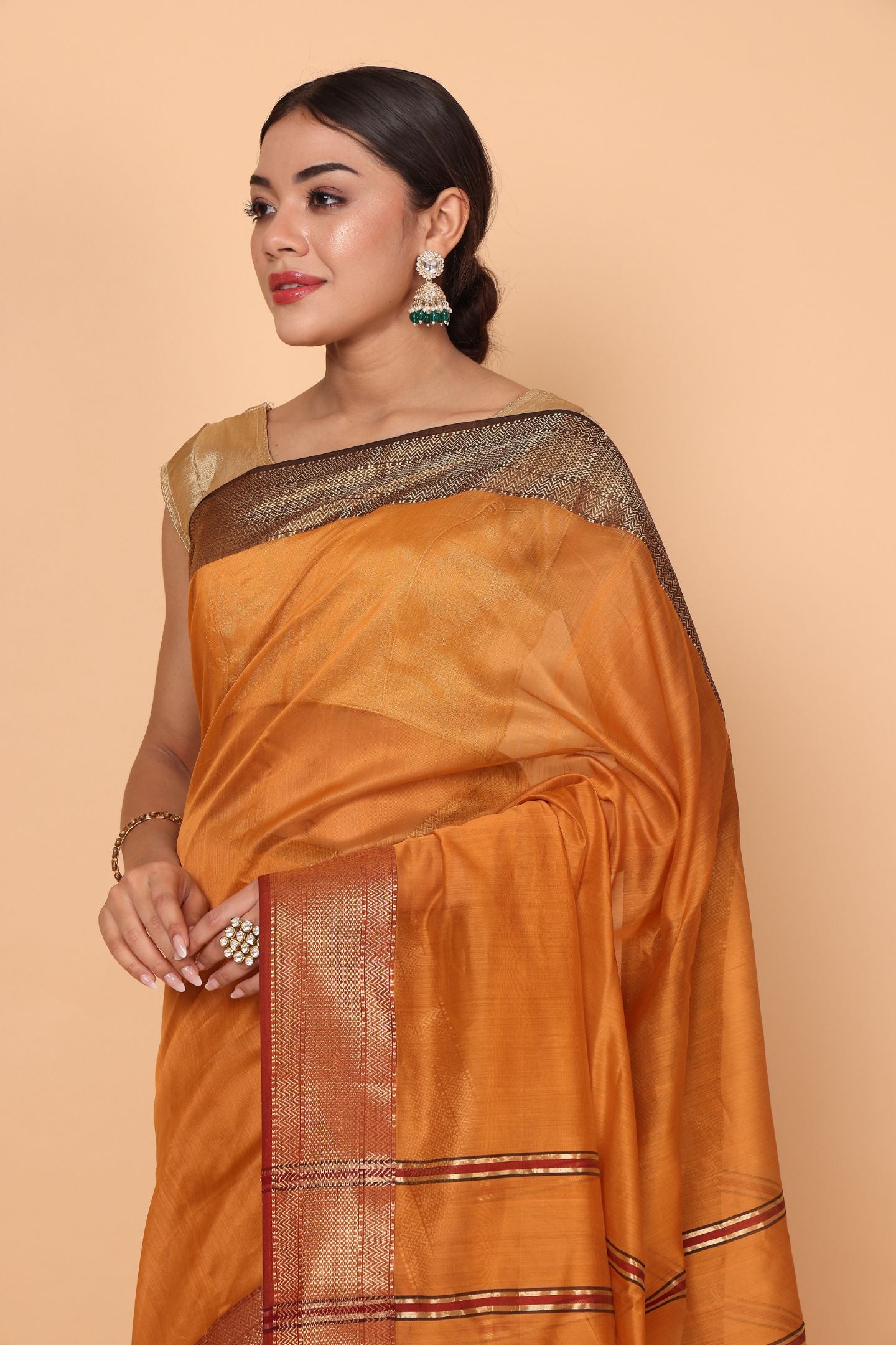 Citrus Blossom Cotton and Silk Maheshwari Handloom Saree