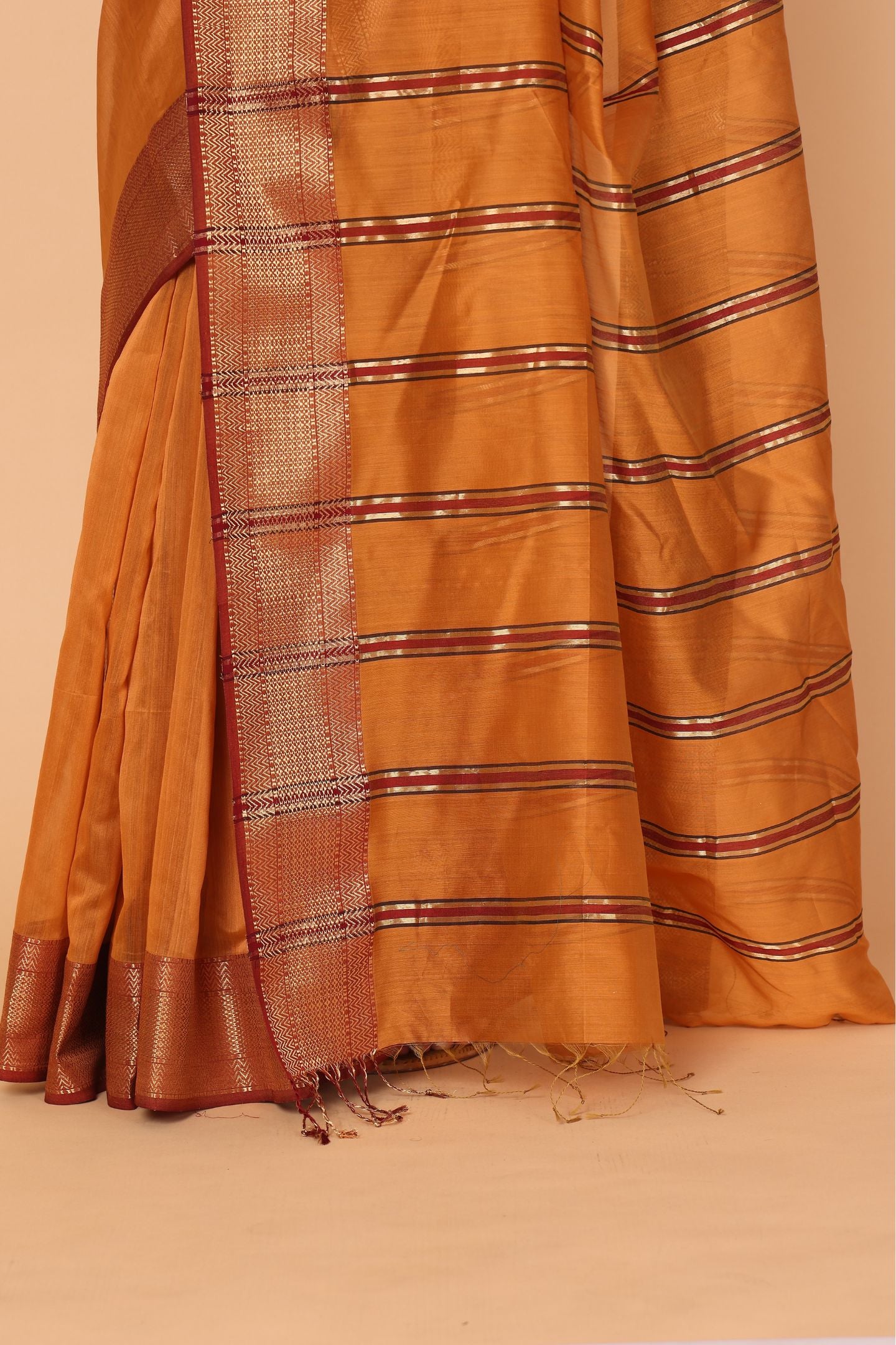 Citrus Blossom Cotton and Silk Maheshwari Handloom Saree
