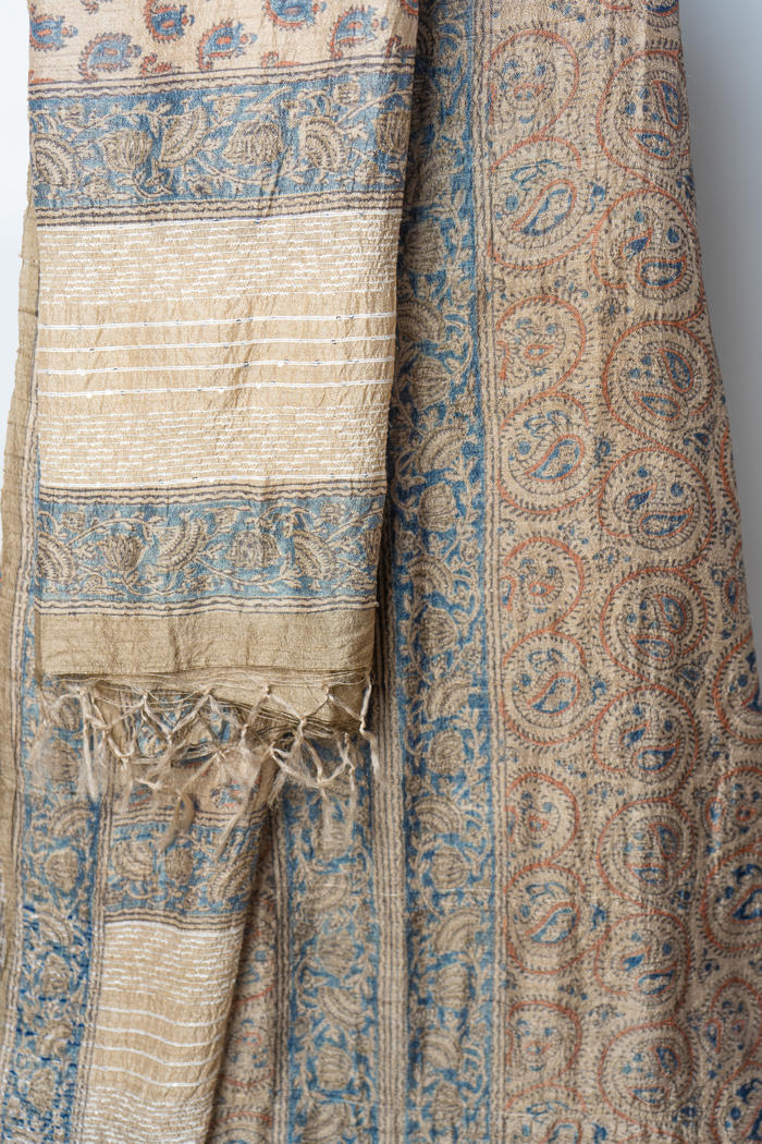 Paisley Block Print Suit with Handcrafted Traditional Detailing and Graceful Dupatta