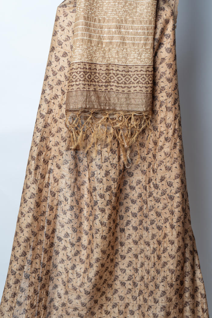 Earthy Botanical Suit with Intricate Motifs and Textured Highlights for Graceful Traditional Attire