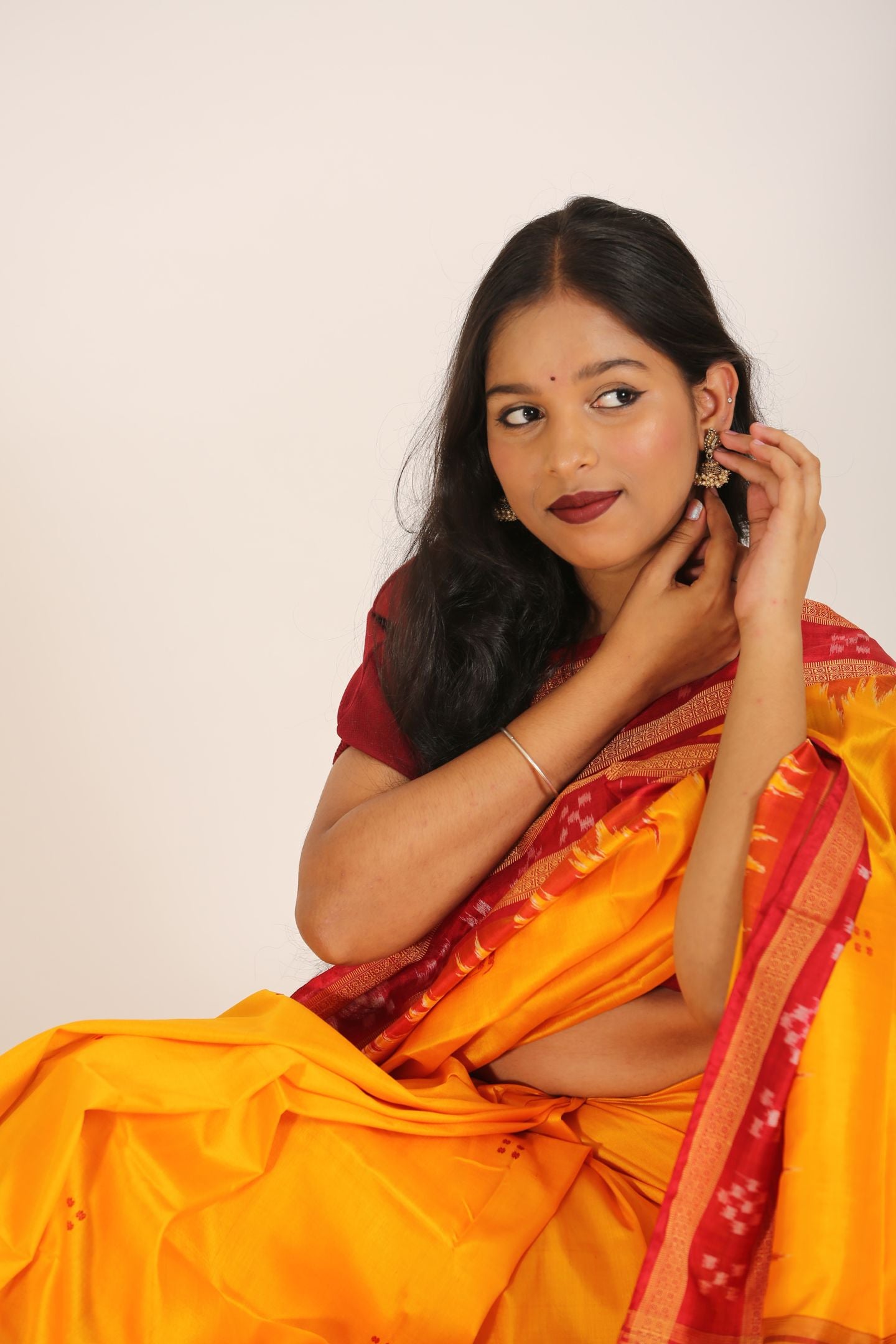 Gold Single Pasapalli Border Khandua Handloom Ikat Silk Saree
