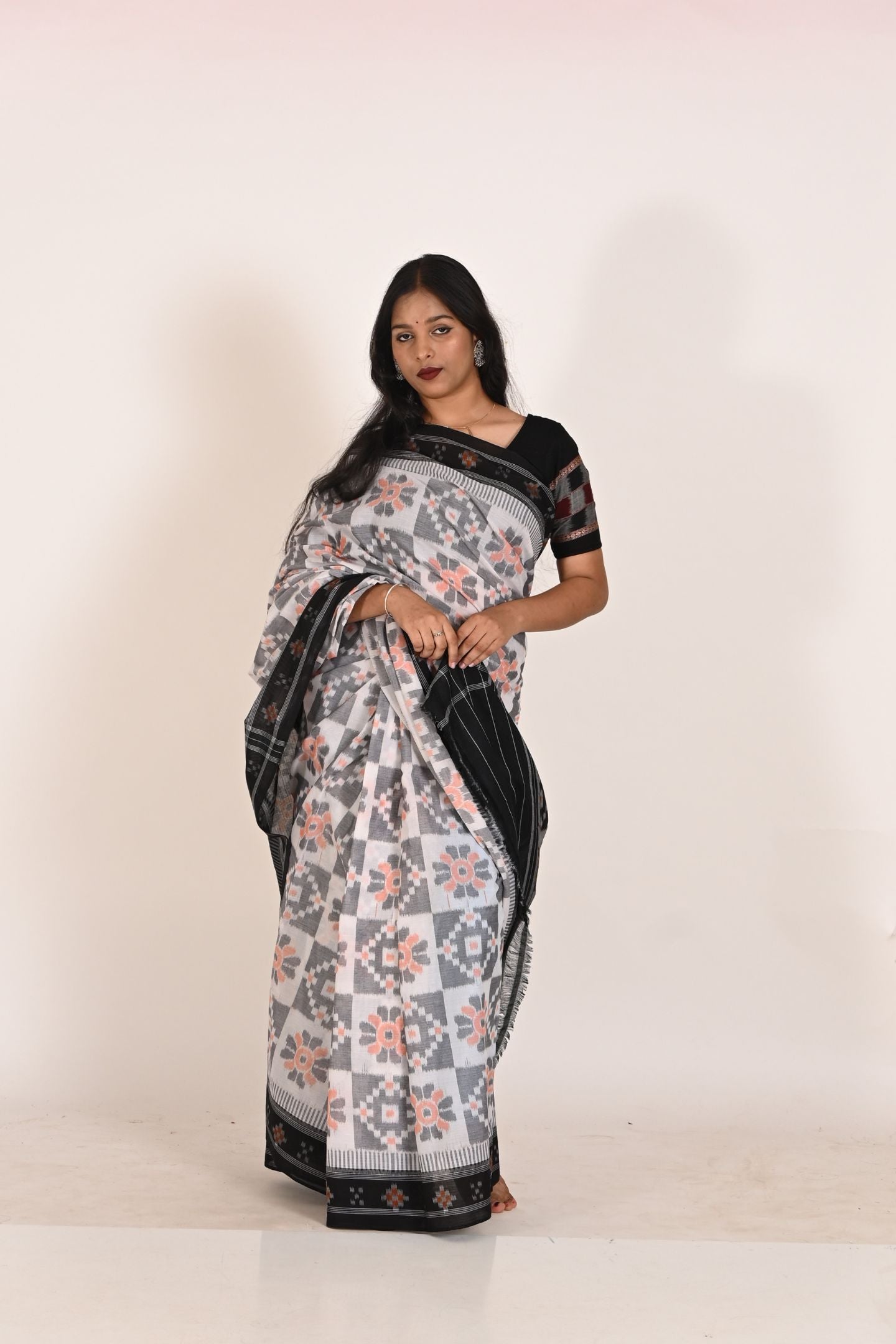 Grey Special Cotton Ikat Saree