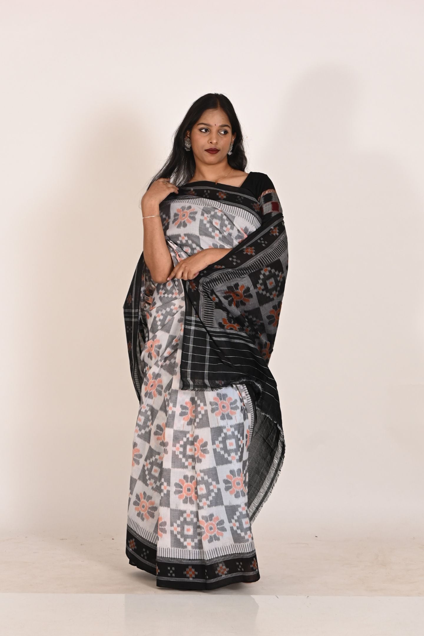 Grey Special Cotton Ikat Saree