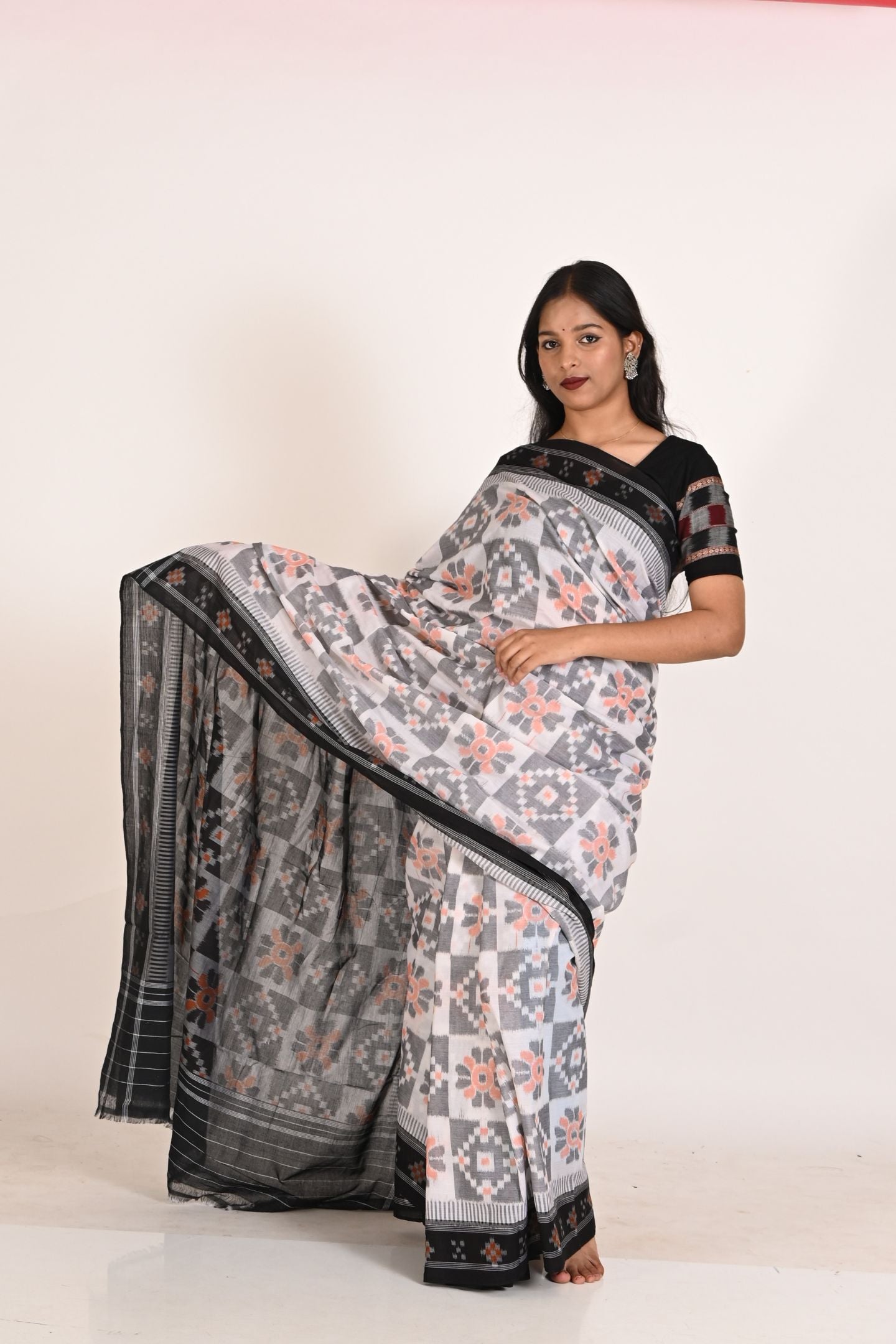 Grey Special Cotton Ikat Saree