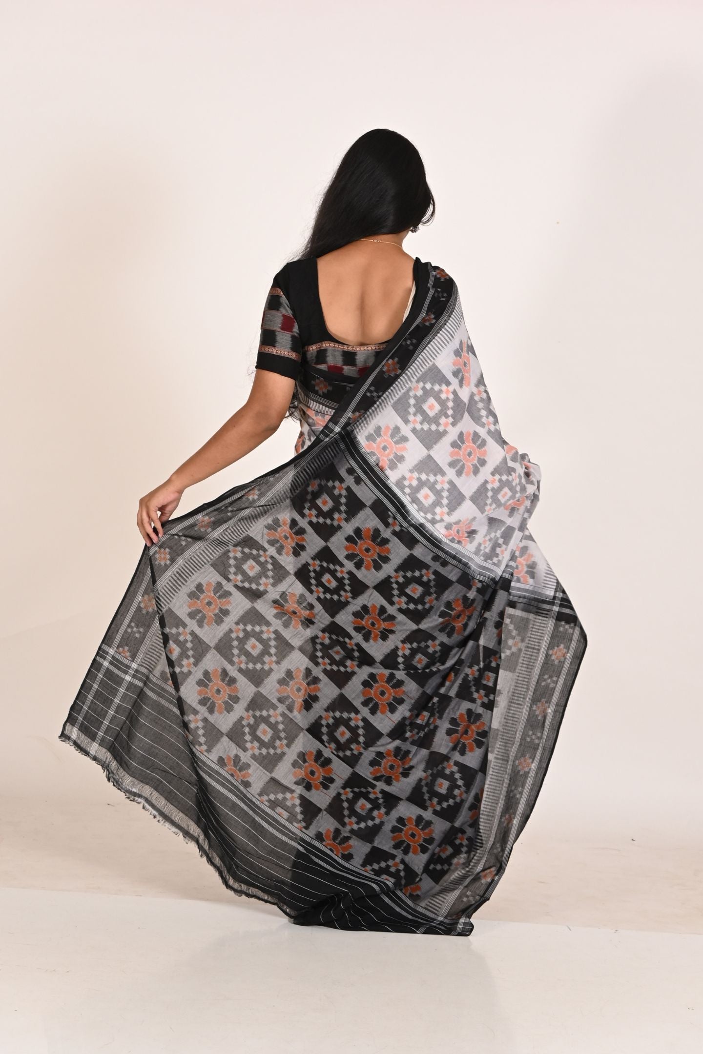 Grey Special Cotton Ikat Saree