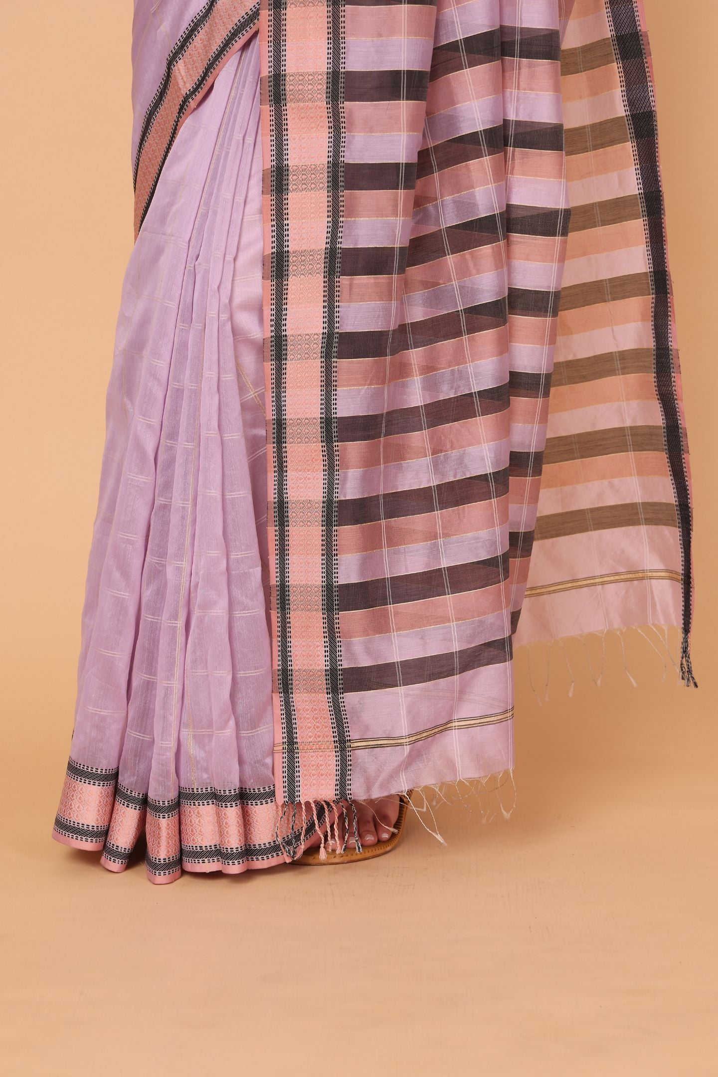 Pink Pearl Cotton and Silk Maheshwari Handloom Saree