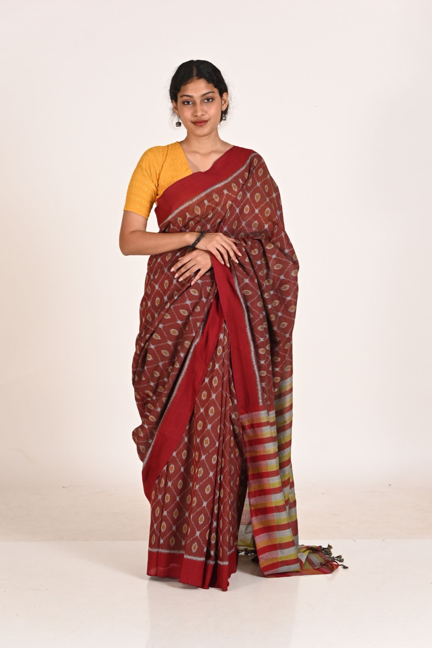 Plum Special Cotton Ikat Saree