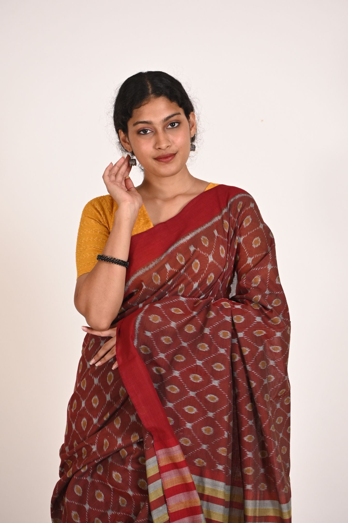 Plum Special Cotton Ikat Saree