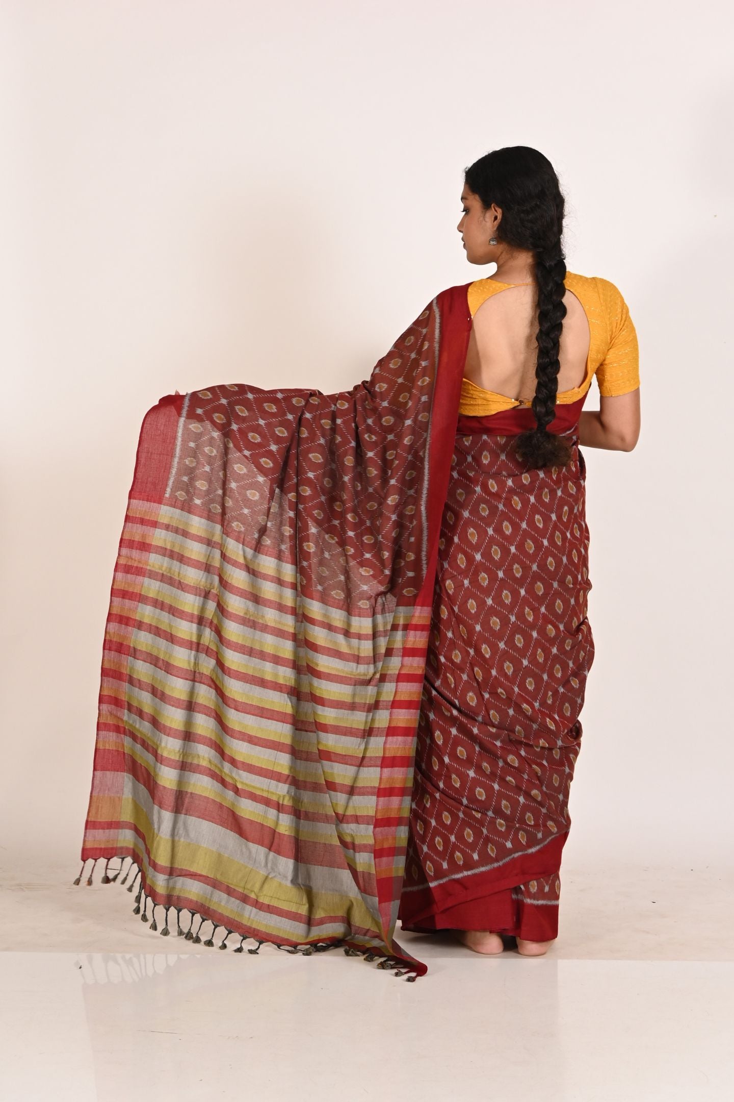 Plum Special Cotton Ikat Saree