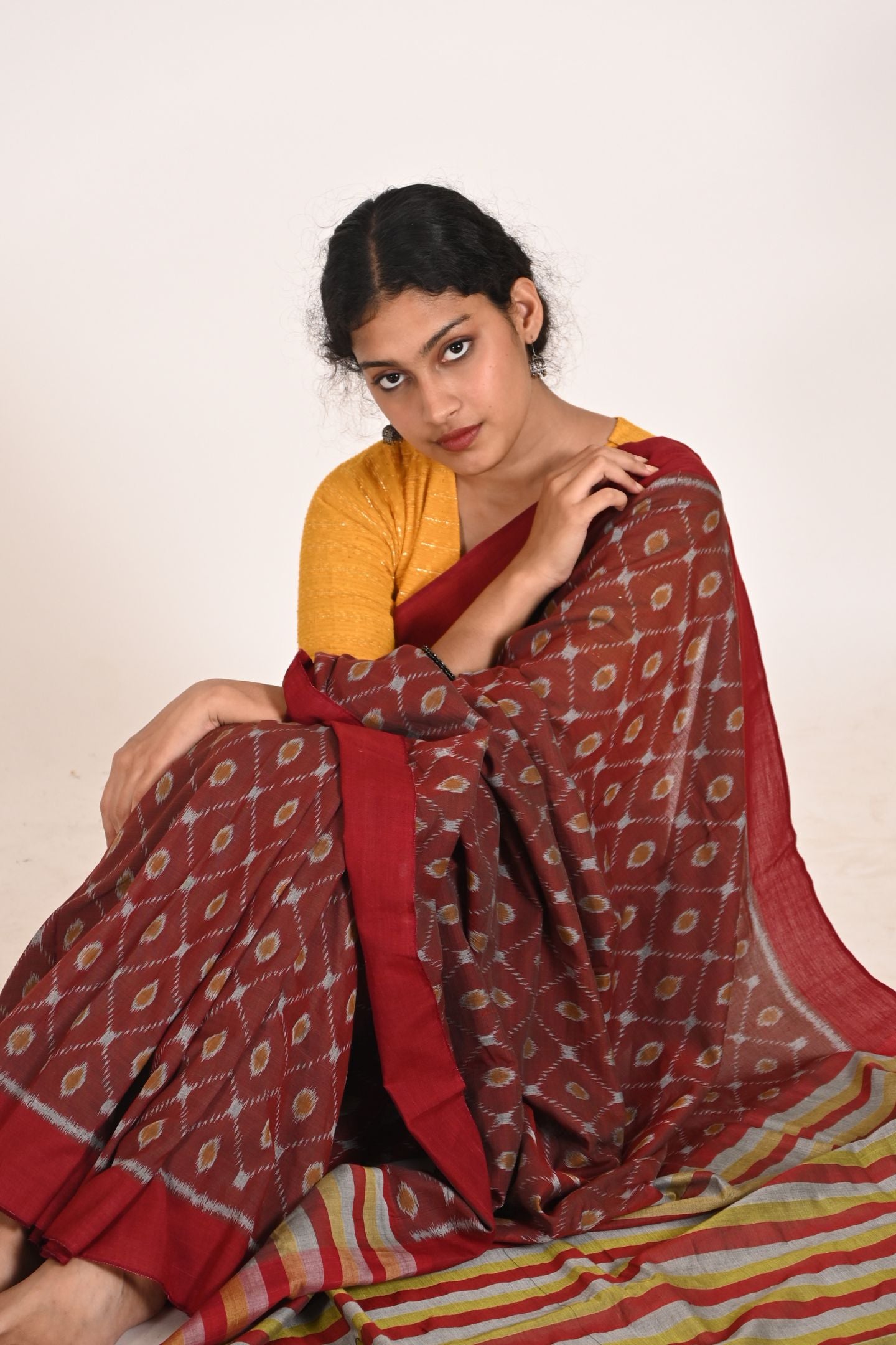 Plum Special Cotton Ikat Saree