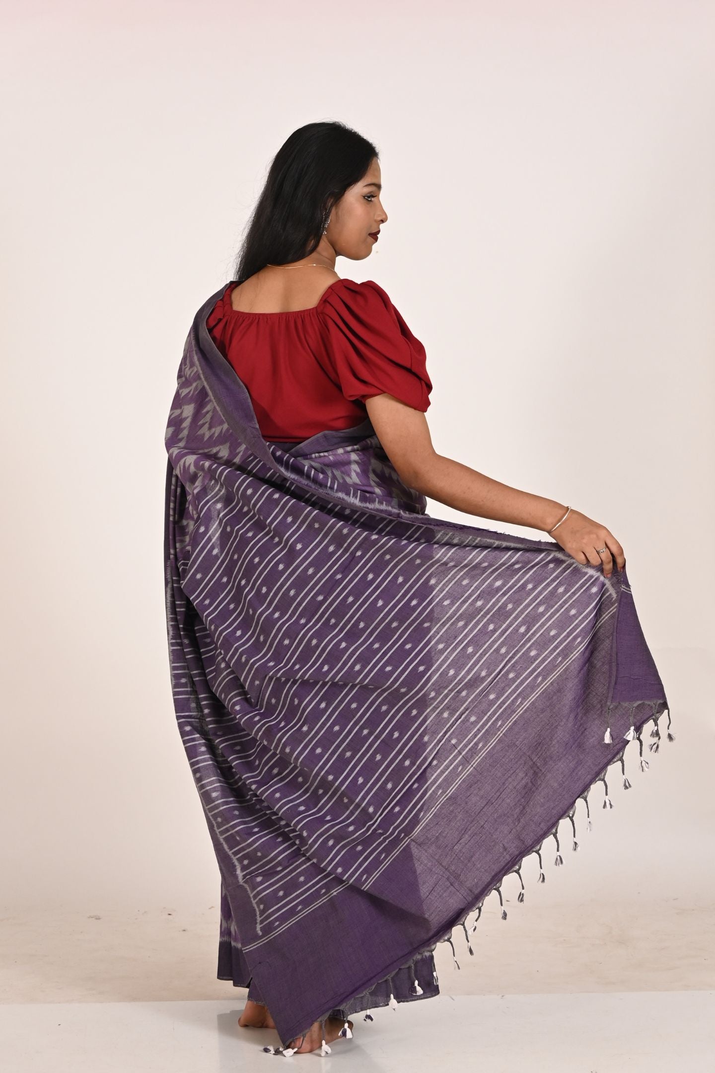Purple Special Cotton Ikat Saree