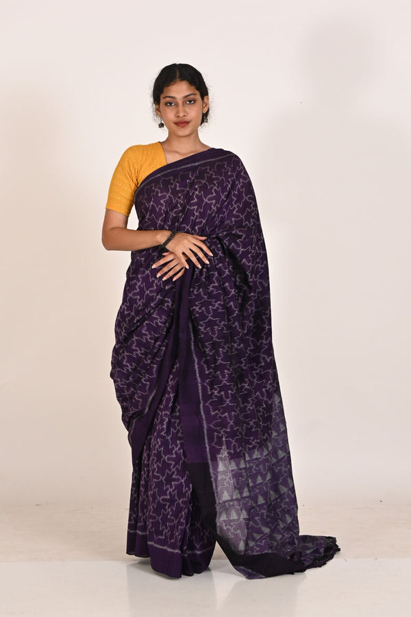 Starlight Purple Cotton Ikat Special Saree