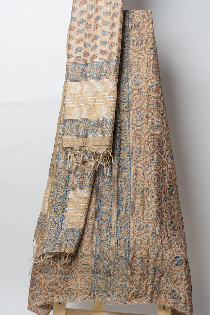 Paisley Block Print Suit with Handcrafted Traditional Detailing and Graceful Dupatta