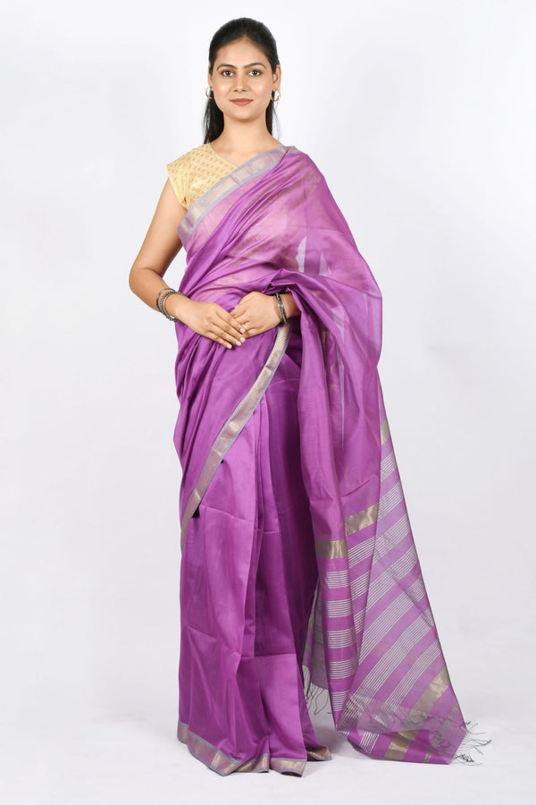 Beautiful Pure Cotton and Silk Handloom Maheshwari Pink Saree with Zari Stripes Work Pallu