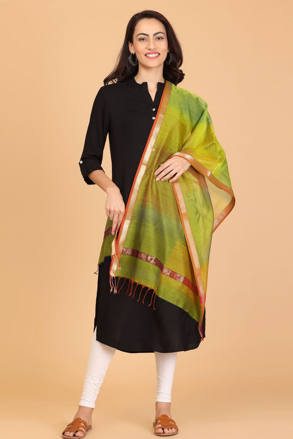 Maheshwari Cotton and Silk Tai Dai Multicolor Stole with Zari Work