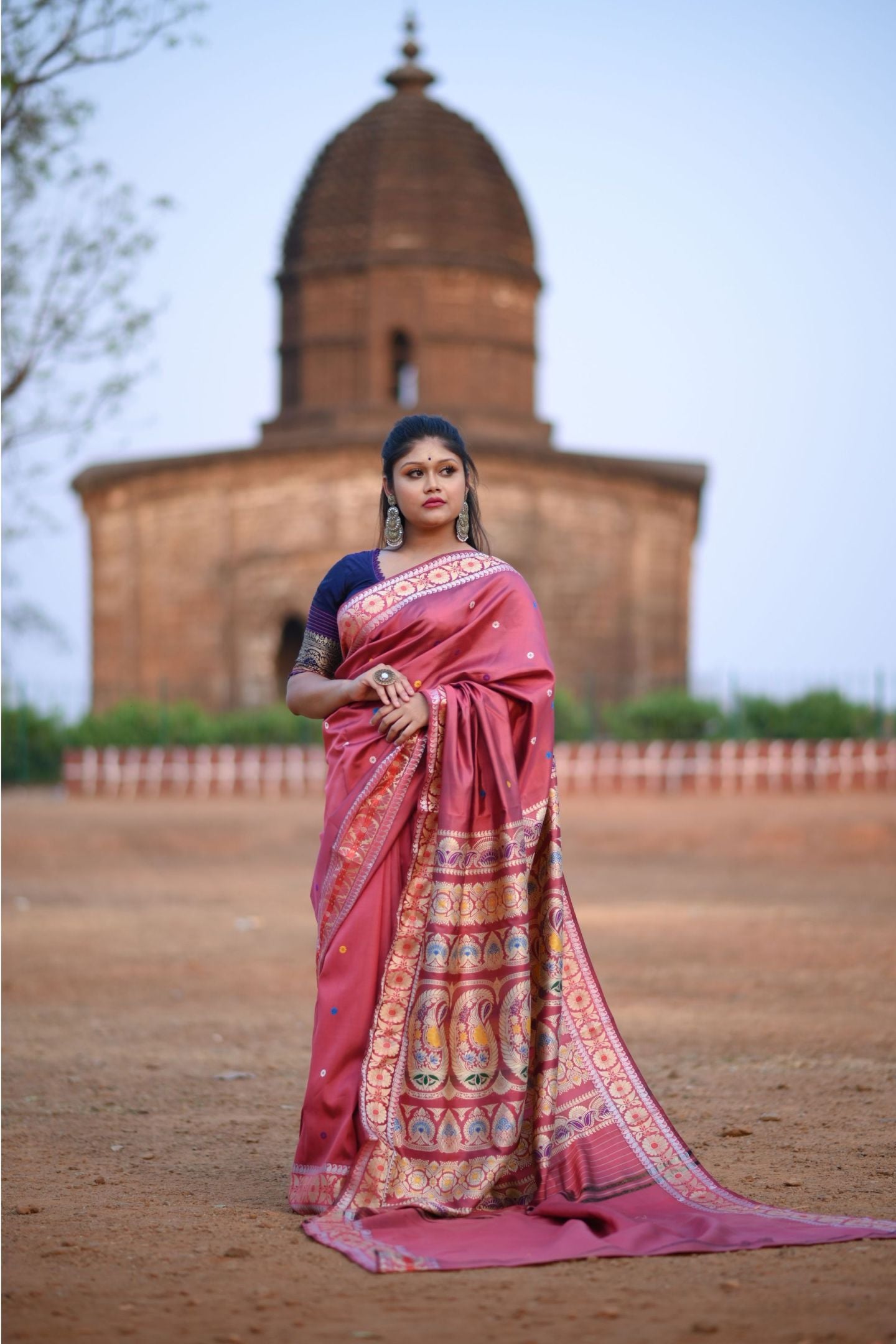 Pink Baluchari Saree with Golani Buti
