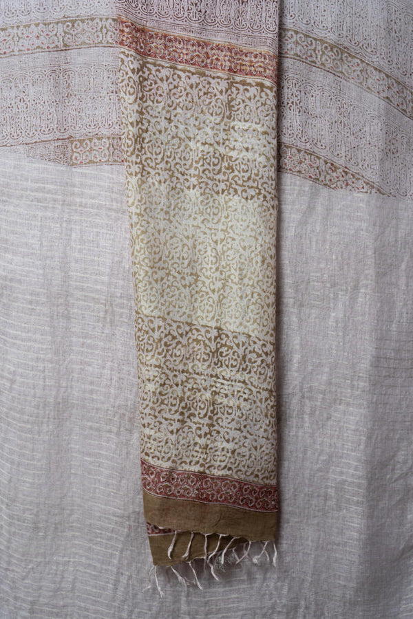 Graceful Handwoven Bhagalpur Saree with Intricate Stripe Patterns, Crafted in Natural Dyes and Subtle Tones