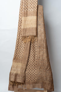 Earthy Botanical Suit with Intricate Motifs and Textured Highlights for Graceful Traditional Attire