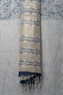 Bhagalpur Handwoven Saree with Floral Patterns, Natural Dyes, and Elegant Detailed Borders