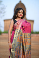 Pink and Grey Baluchari Double Meena 1000 Buti Saree
