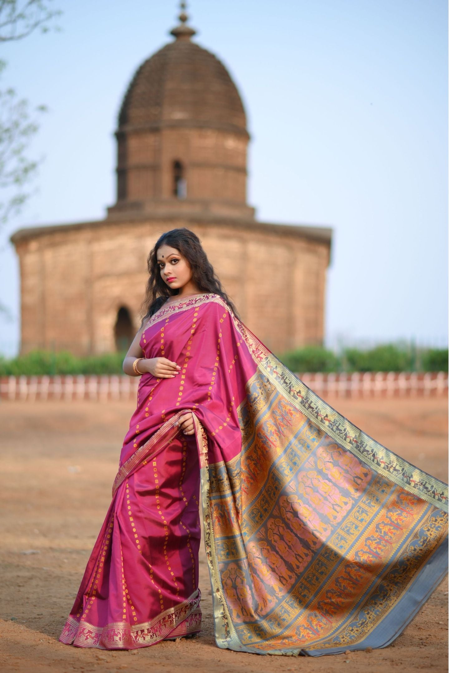 Pink and Grey Baluchari Double Meena 1000 Buti Saree