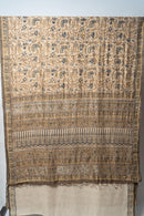 Bhagalpur Handwoven Saree with Floral Motifs, Natural Dyes, and Delicate Intricately Designed Borders with Contrasting Accents