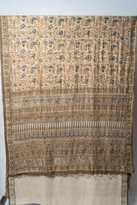 Bhagalpur Handwoven Saree with Floral Motifs, Natural Dyes, and Delicate Intricately Designed Borders with Contrasting Accents