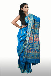 Sky Blue Baluchari Silk Saree 1000 Buti Double Meenakari Saree