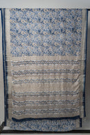 Bhagalpur Handwoven Saree with Floral Patterns, Natural Dyes, and Elegant Detailed Borders