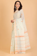 Light Green Handwoven Kota Doria Cotton Saree with Floral Art Motif