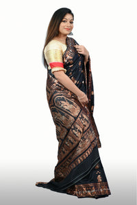 Black Baluchari Saree with Swarnazaree Copper and Silk