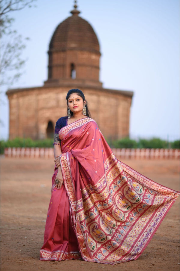 Pink Baluchari Saree with Golani Buti