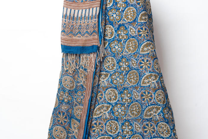 Elegant Suit with Artistic Block Prints and Floral Detailed Dupatta