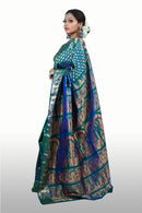Gold Zari and Silk Temple Design Baluchari Saree