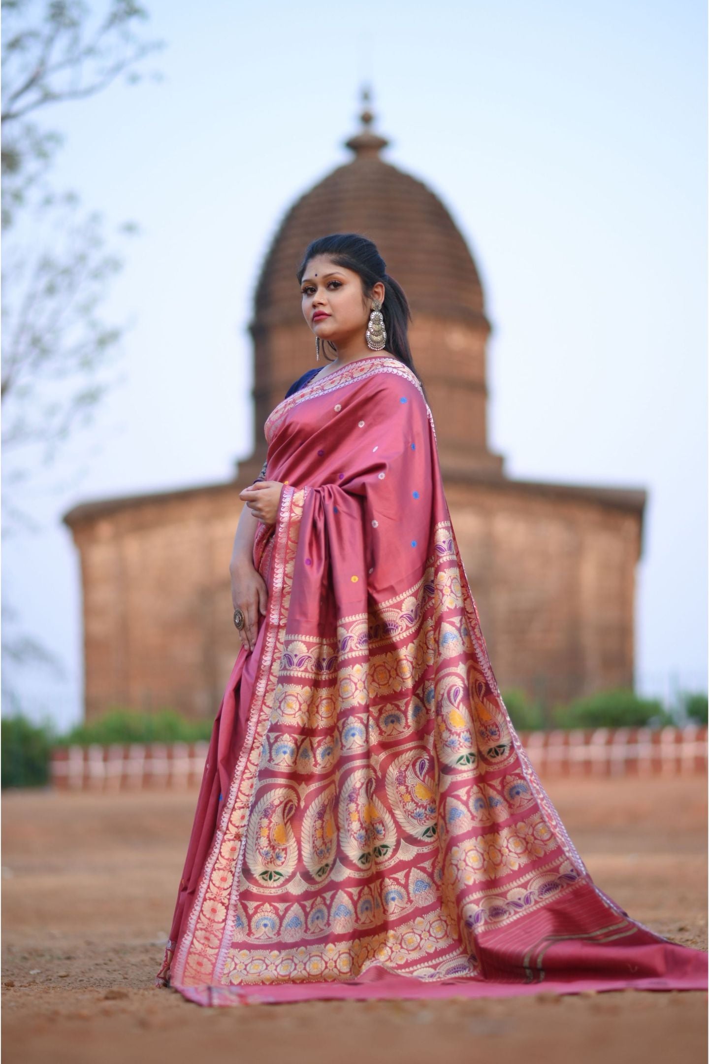 Pink Baluchari Saree with Golani Buti