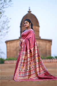 Pink Baluchari Saree with Golani Buti