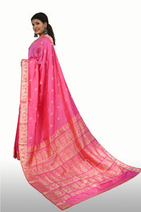 Pink Baluchari Single Colour Saree with Silk and Zaro Work