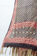 Handwoven Stole with Geometric Patterns, Crafted in Natural Dyes and Contrasting Borders
