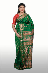 Copper Swarnazaree 1000 Buti Green Baluchari Saree