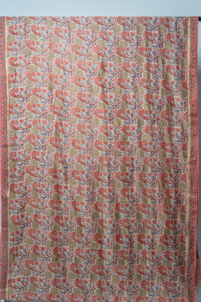 Vibrant Bhagalpur Handwoven Saree with Floral Motifs, Crafted in Natural Dyes with Detailed Borders