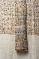 Bhagalpur Handwoven Saree with Floral Motifs, Natural Dyes, and Delicate Intricately Designed Borders with Contrasting Accents