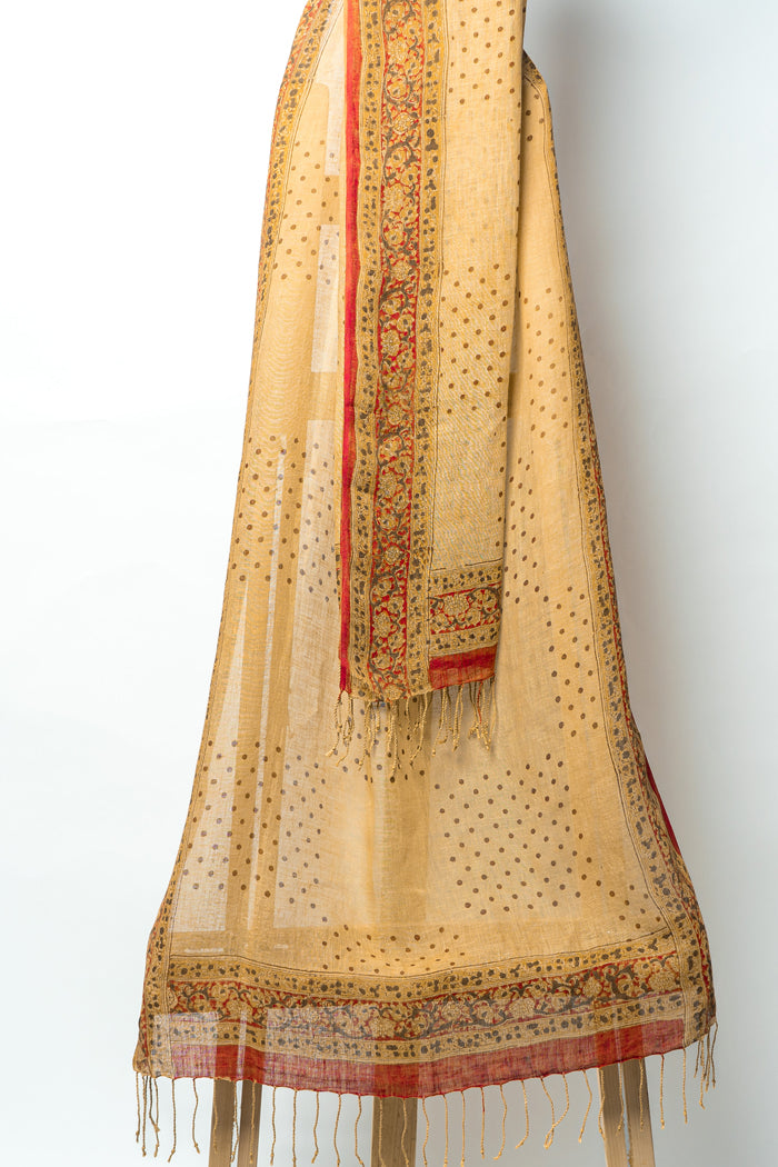 Suit with Polka Dots and Floral Motif Dupatta for Graceful Occasions